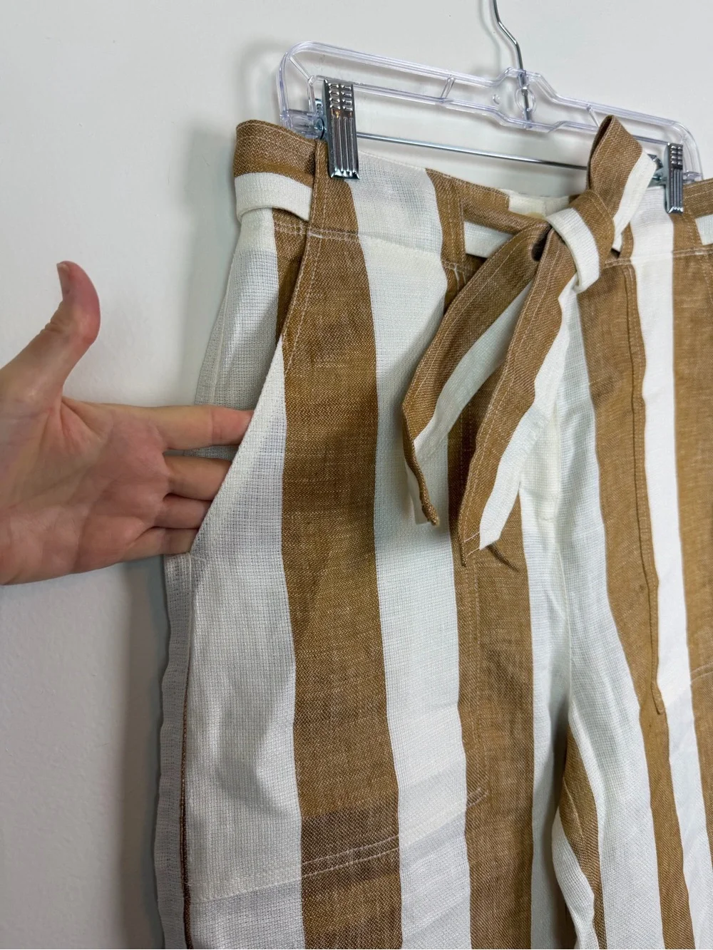 NWT J. Crew Tie-waist Linen Wide Leg Pants in Stripe Size 8
